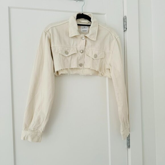 NWOT Pull & Bear Ivory Denim Jacket, Size S - Picture 1 of 6